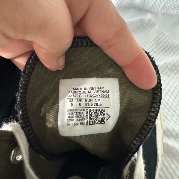 Converse All Star Chuck Taylor Lift Ripple Black and Cream High-Top Sneakers 10 - Picture 6 of 10